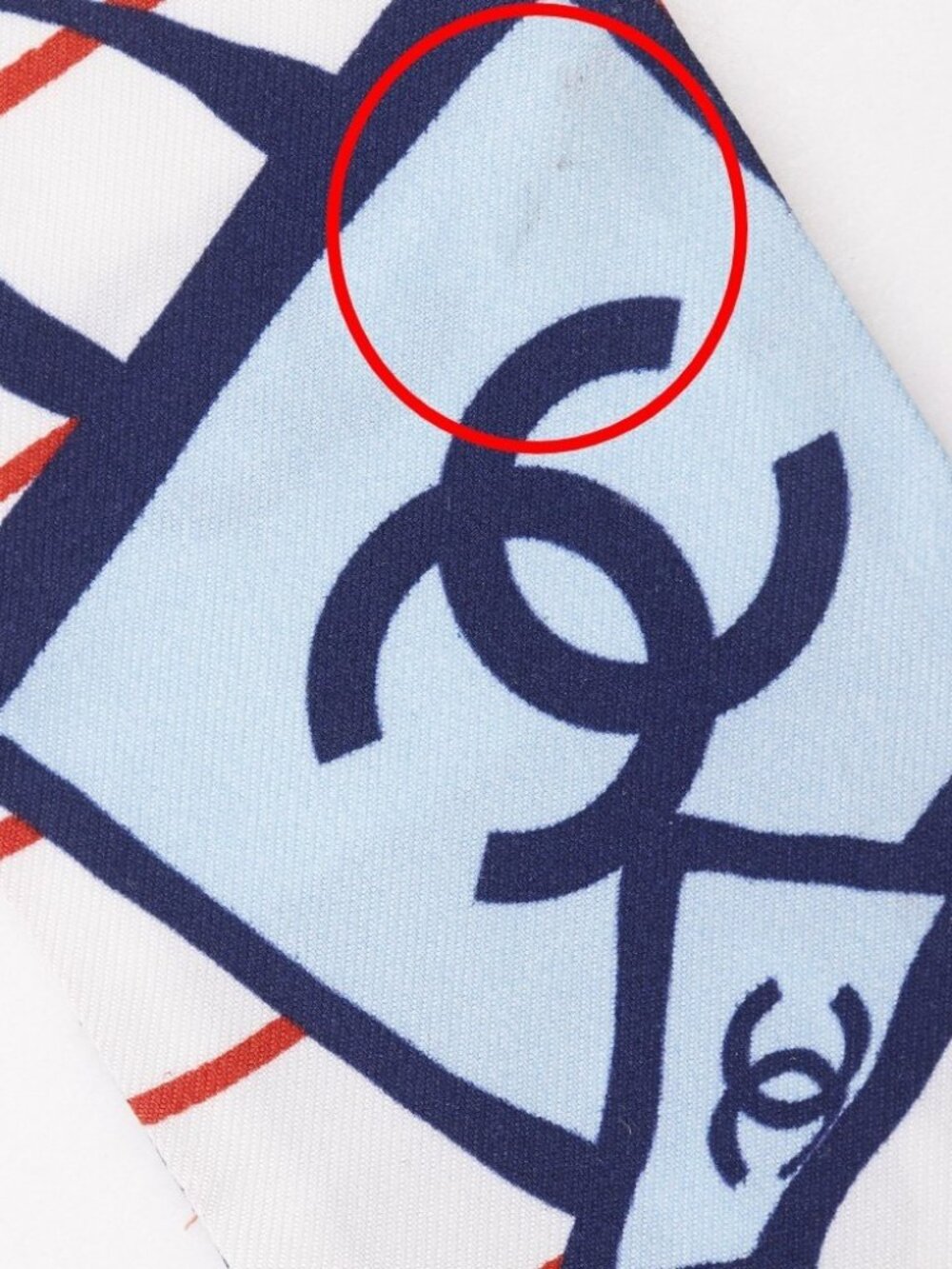 CHANEL hair band scarf 2023CC Navy/blue silk Women - Picture 14 of 15